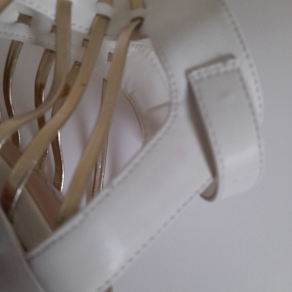 White and Gold Strappy Sandals - Picture 6 of 8